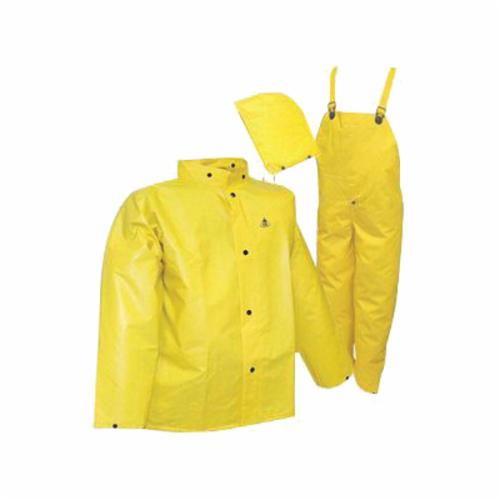 Tingley DuraScrim™ S56307, 3-Piece High Strength Rainsuit, Yellow, Polyester/PVC, 52 in Waist, Detachable Hood