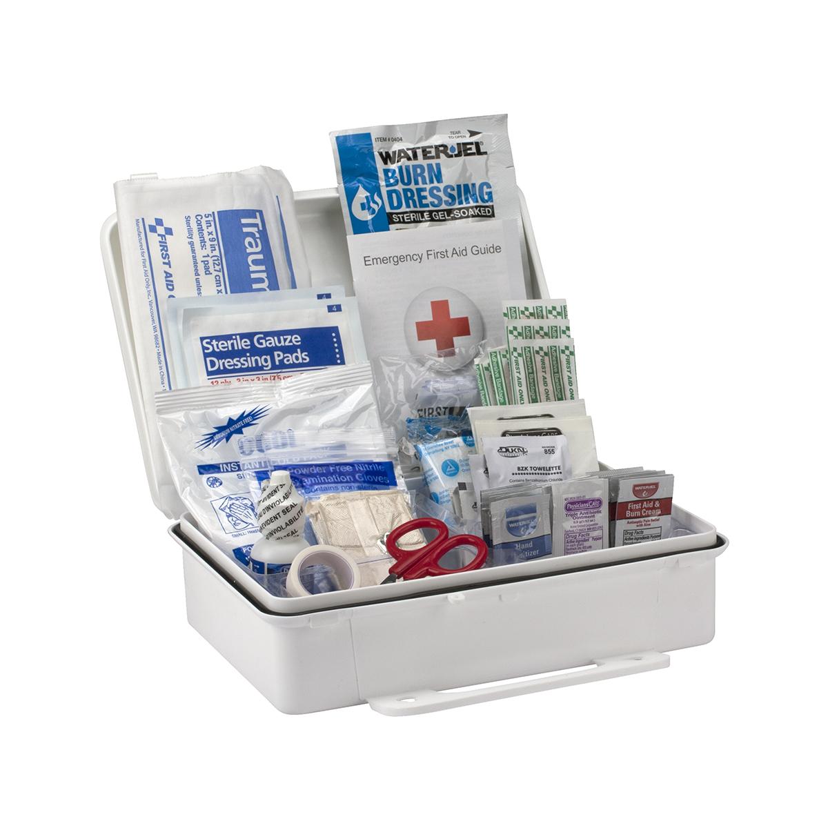 First Aid Only® 91324 Type III First Aid Kit, Wall Mounting, 94 Components, Plastic Case, 7 in H x 10 in W x 3 in D