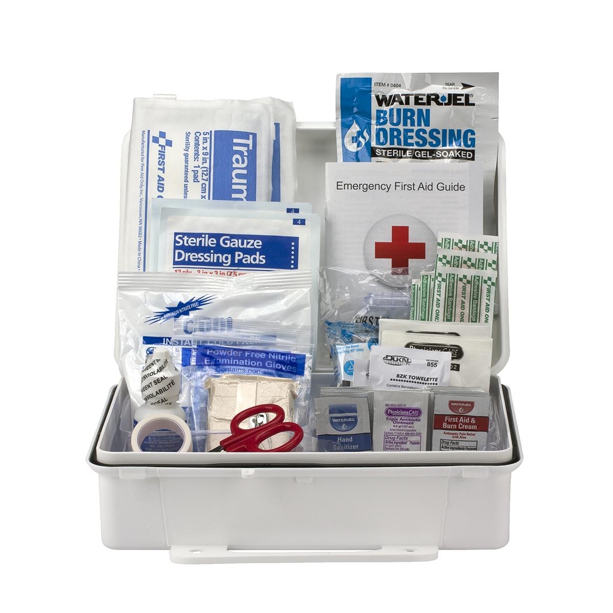 First Aid Only® 91324 Type III First Aid Kit, Wall Mounting, 94 Components, Plastic Case, 7 in H x 10 in W x 3 in D