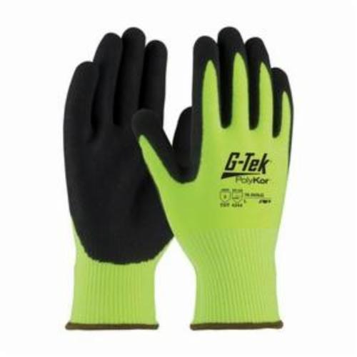 G-Tek® 16-343 Unisex Cut Resistant Gloves, Nitrile with Micro Surface Grip Coating, PolyKor™, Continuous Knit Wrist Cuff, Resists: Abrasion, Chemical, Cut, Puncture, Tear, Ultraviolet Light and Water, ANSI Cut-Resistance Level: A2