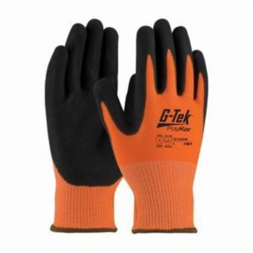 G-Tek® 16-343OR Unisex Cut Resistant Gloves, Nitrile with Micro Surface Grip Coating, PolyKor™, Continuous Knit Wrist Cuff, Resists: Abrasion, Chemical, Cut, Puncture, Tear, Ultraviolet Light and Water, ANSI Cut-Resistance Level: A2