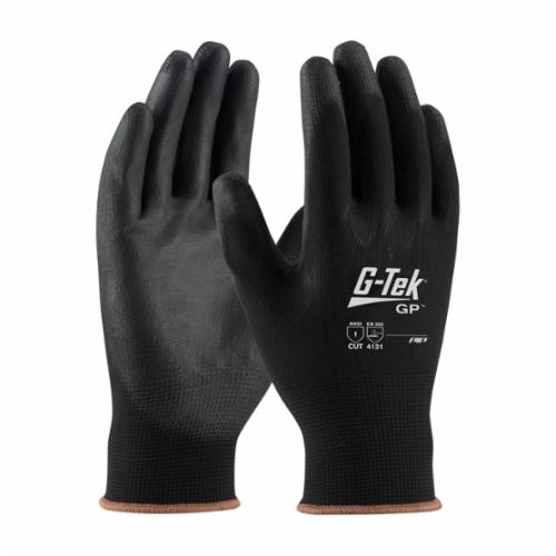 G-Tek® GP™ 33-B125 General Purpose Gloves, Coated, Polyurethane Palm, Nylon, Gray, Continuous Knit Wrist Cuff, Polyurethane Coating, Resists: Abrasion, Cut, Puncture and Tear, Nylon Lining, Seamless Knit