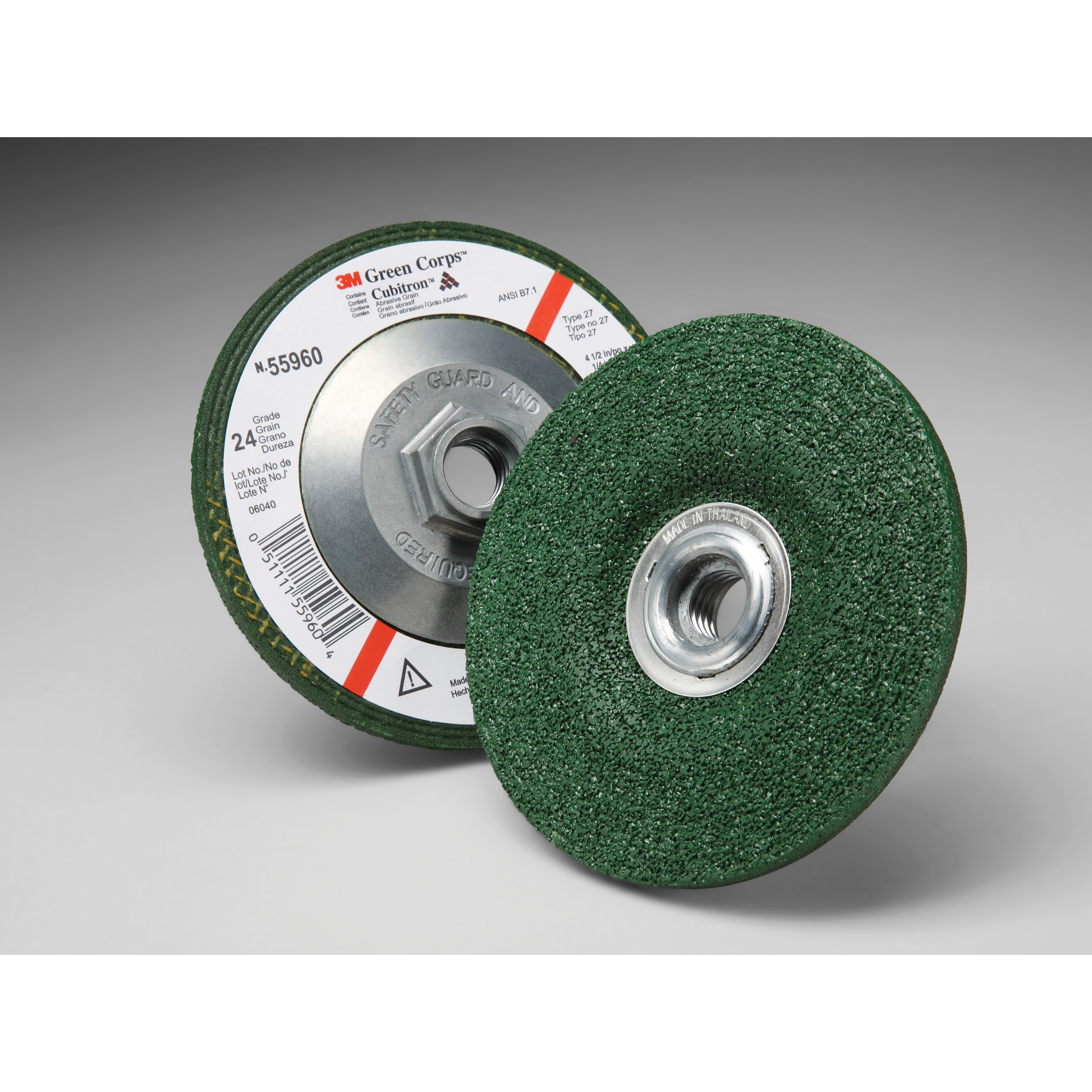 Green Corps™ 7010308189 Type 27 Grinding Wheel, 4-1/2 in Dia Wheel x 1/4 in THK Wheel, 24 Grit, Ceramic Abrasive