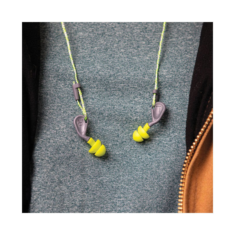 HexArmor® simpleFit® 18-20001 Guided Earplugs, 25 dB Noise Reduction, Flanged/Oval Shape, ANSI S3.19-1974/Z94.2-2014, CSA Class A(L), EN 352-2:2002, Reusable, Corded Design