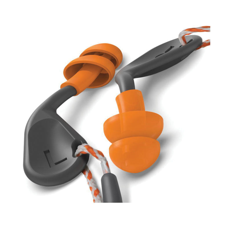 HexArmor® simpleFit® 18-20001 Guided Earplugs, 25 dB Noise Reduction, Flanged/Oval Shape, ANSI S3.19-1974/Z94.2-2014, CSA Class A(L), EN 352-2:2002, Reusable, Corded Design