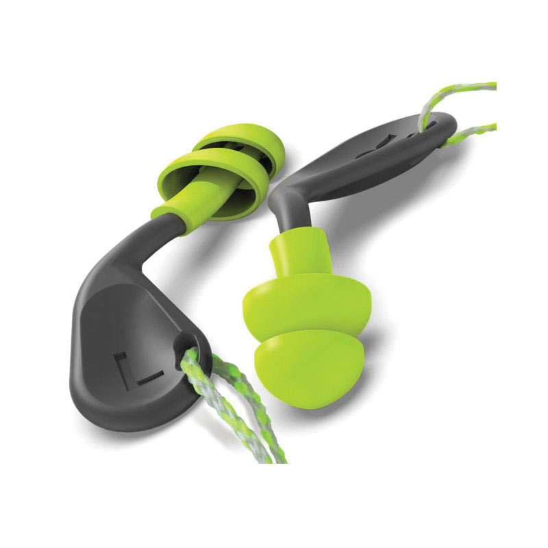 HexArmor® simpleFit® 18-21001 Guided Earplugs, 25 dB Noise Reduction, Flanged/Oval Shape, ANSI S3.19-1974/Z94.2-2014, CSA Class A(L), EN 352-2:2002, Reusable, Corded Design