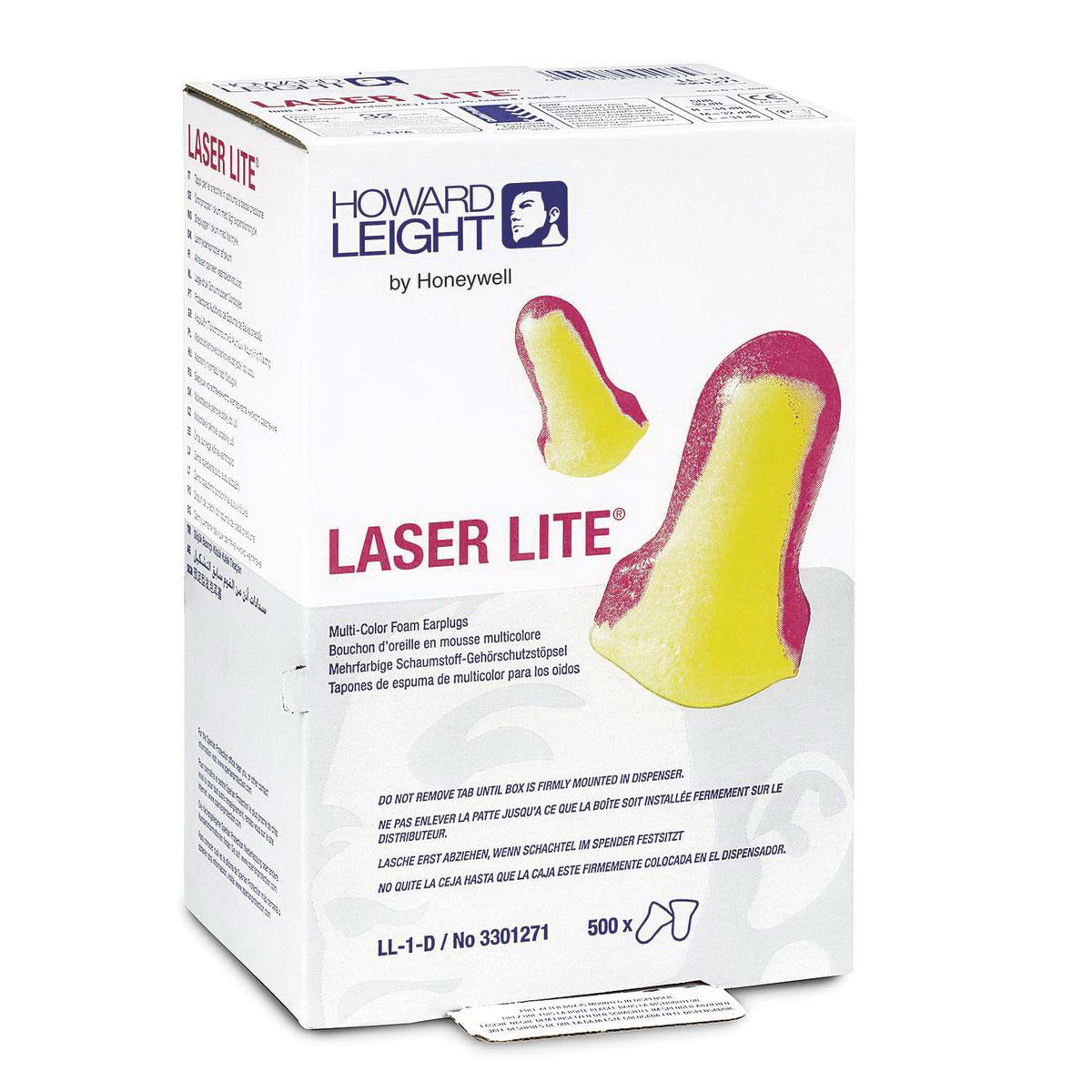Howard Leight by Honeywell LL-1-D Laser Lite® Single Use Earplugs, 32 dB Noise Reduction, T-Shape Shape, 2003/10/EC, 89/686/EEC, ANSI S12.6/1997, ANSI S3.19-1974, EN 352-2:1993, EN-24869-1:1993, Z94.2-1994, Disposable, Uncorded Design