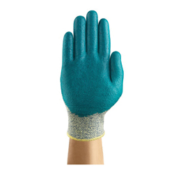 HyFlex® 11-501 Medium Duty Cut Resistant Gloves,  Foam Nitrile Coating, DuPont™ Kevlar®/Lycra®/Intercept Technology®, Knit Wrist Cuff, Resists: Abrasion, Cut and Puncture, ANSI Cut-Resistance Level: A5, ANSI Puncture-Resistance Level: 3