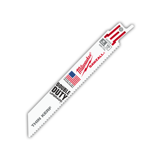 Milwaukee® SAWZALL® 48-00-5092 Straight Back Thin Kerf Reciprocating Saw Blade, 6 in L x 3/4 in W, 10 TPI, Bi-Metal Body, Universal/Toothed Edge Tang