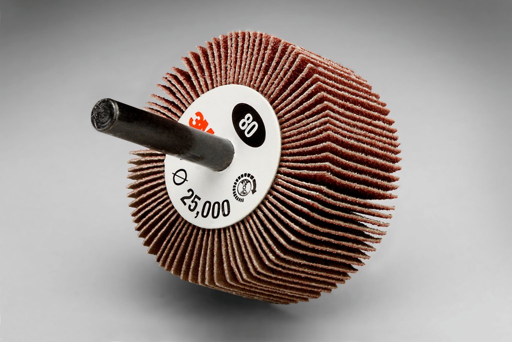 3M™ 7100178228 Type 83 Mounted Flap Wheel, 2 in Dia Wheel, 1 in W Face, 1/4 in Dia Shank, 80 Grit, Medium Grade, Aluminum Oxide Abrasive