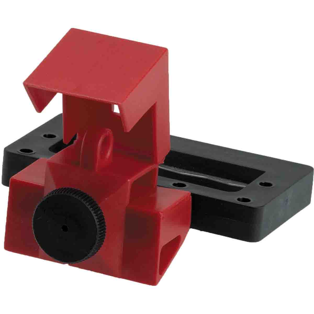 Brady® 65329 1-Pole Clamp-On Electrical Risk Oversized Circuit Breaker Switch Lockout Device, For Use With Up to 2-1/4 in W x 7/8 in THK 1-Pole Circuit Breaker, 1 Padlocks, 0.31 in Dia Max Padlock Shackle, Nylon/LOTO-39 Polypropylene, Red
