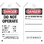 Brady® 65501 2-Sided Rectangular Self-Laminating Danger Tag, 5-3/4 in H 3 in W, Black/Red on White, 3/8 in Hole, B-851 Polyester