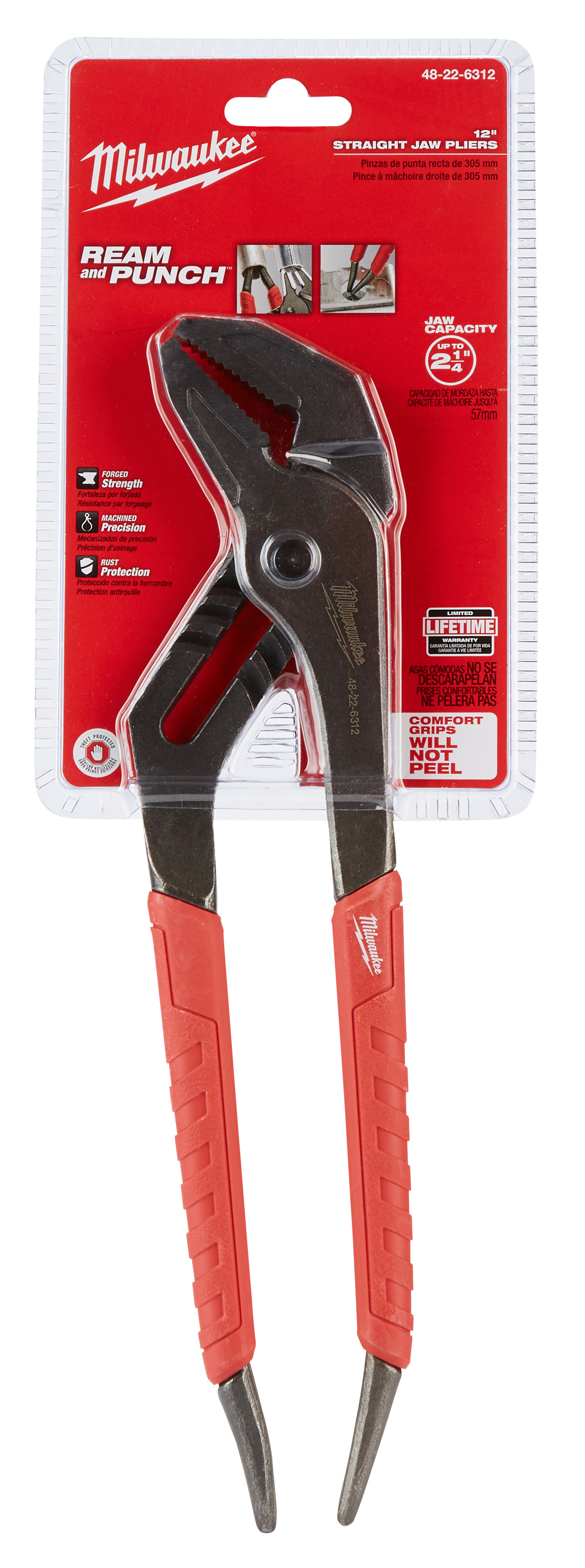 Milwaukee® 48-22-6312 Gen II Straight Jaw Plier, 2-1/4 in Nominal, 1.42 in L Alloy Steel, 12 in OAL