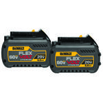 DeWALT® FLEXVOLT™ DCB606-2 Battery Pack, 6 Ah Li-Ion Battery, 20/60 VAC Charge, For Use With DEWALT 20V/60 V Cordless Tools