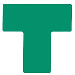 Brady® ToughStripe® 104461 Non-Reflective T-Shape Overlaminate Floor Corner Mark, 10 in L x 4 in W, Green, B-514 Polyester