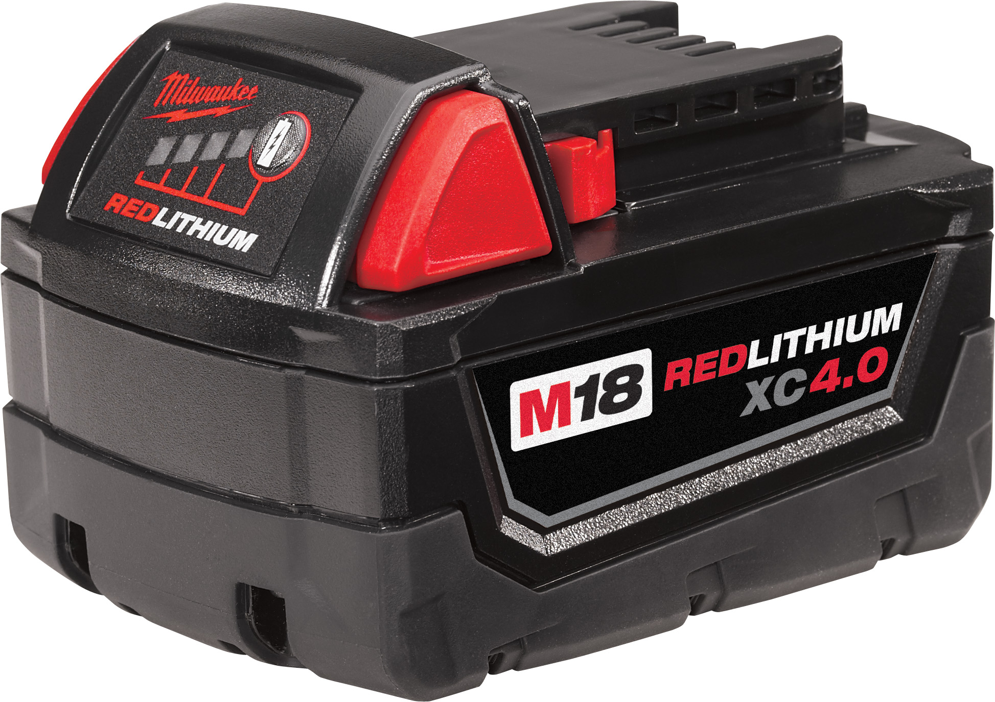 Milwaukee® M18™ REDLITHIUM™ 48-11-1840 Rechargeable Cordless Battery Pack, 4 Ah Li-Ion Battery, 18 VDC Charge, For Use With M18™ Cordless Power Tool