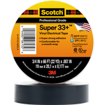 3M™ 7100002398 Premium Grade Tape, 66 ft L x 3/4 in W, 7 mil THK, PVC, Rubber Adhesive, Black