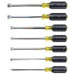 Klein® 647 Hex Heavy Duty Nutdriver Set, 7 Pieces, 10-1/4 in OAL, Cushion Grip Handle, Steel, Polished Chrome