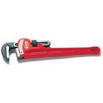 RIDGID® 31020 Heavy Duty Straight Pipe Wrench, 2 in Pipe, 14 in OAL, Floating Forged Hook Jaw, Ductile Iron Handle, Knurled Nut Adjustment, Red