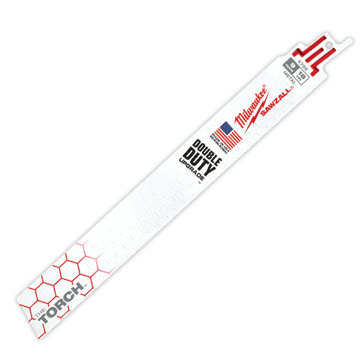Milwaukee® SAWZALL® The Torch™ 48-00-5788 Demolition Straight Back Reciprocating Saw Blade, 9 in L x 1 in W, 18 TPI, Bi-Metal Body, Universal/Toothed Edge Tang