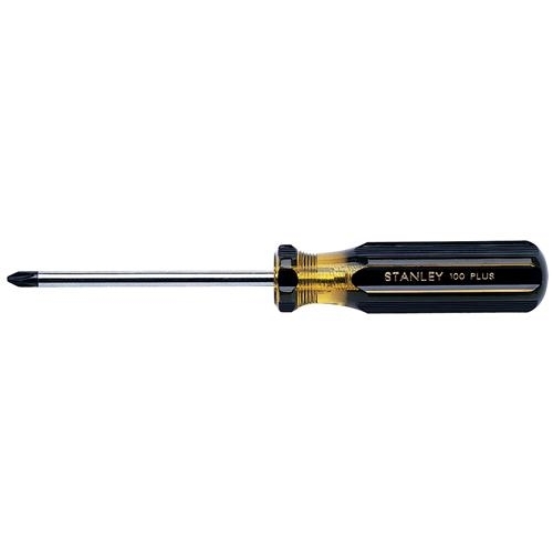 Stanley® 100 PLUS® 64-102 Standard Screwdriver, #2 Phillips® Point, Alloy Steel Shank, 8-1/4 in OAL, Acetate Handle, Black Oxide Tipped/Polished Chrome