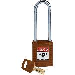 Brady® NYL-BRN-76ST-KD SafeKey Standard Lockout Padlock, Different Key, Brown, LOTO-101 Nylon Body, 1/4 in Dia x 3 in H x 0.8 in W Steel Shackle, 3/4 in L Body, Non-Conductive Conductivity