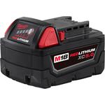 Milwaukee® M18™ REDLITHIUM™ 48-11-1850 Rechargeable Cordless Battery Pack, 5 Ah Li-Ion Battery, 18 VDC Charge, For Use With M18™ Cordless Power Tool