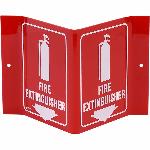 Brady® Prinzing® V1FE15A Rectangular V-Style Fire Extinguisher Sign, 6 in H x 8 in W, White on Red, Acrylic, Surface Mount