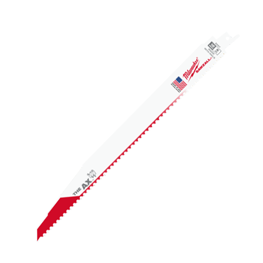 Milwaukee® SAWZALL® AX™ 48-00-5027 Demolition Tapered Back Reciprocating Saw Blade, 12 in L x 1 in W, 5 TPI, Bi-Metal Body, Universal/Toothed Edge Tang