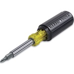Klein® 32500 11-in-1 Multi-Bit Screwdriver, 6 Pieces, #1, #2, 3/16 in, 1/4 in, T10, T15 Range, Cushion Grip Handle, Steel, ASME Specified