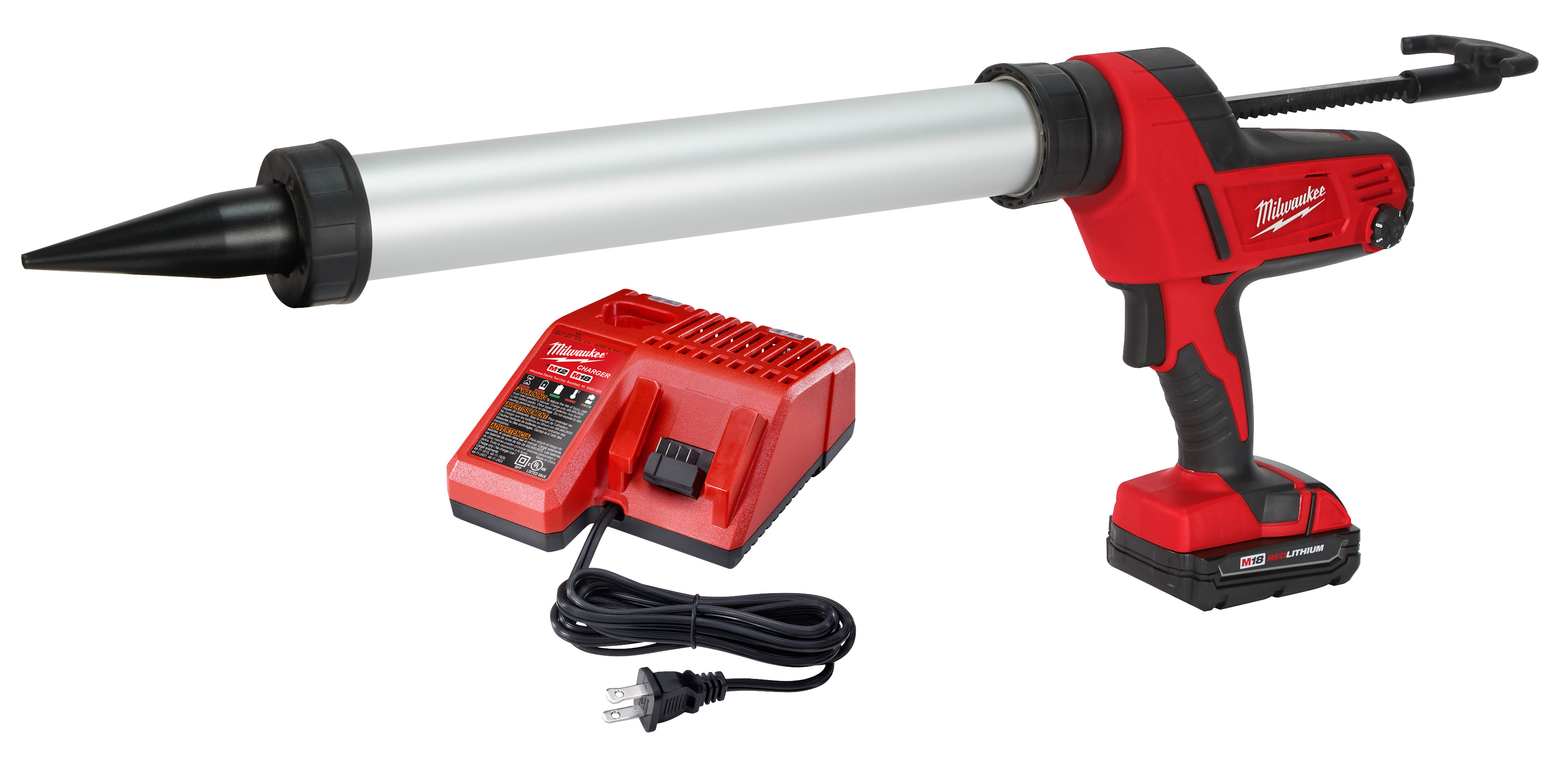 Milwaukee® M18™ 2642-21CT Cordless Caulk Gun Kit, 20 oz Capacity, 950 lb, 18 VDC, M12™ REDLITHIUM™ Lithium-Ion Battery, Metal Housing