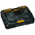 DeWALT® DCB102 Cordless Battery Charger, For Use With DeWalt® 12 to 20 V Max Series Li-Ion Batteries and Any USB DeMax, Li-Ion Battery, 1.5 hr Charging, 2 Batteries