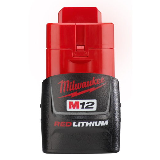 Milwaukee® M12™ REDLITHIUM™ 48-11-2401 Compact Rechargeable Cordless Battery Pack, 1.5 Ah Li-Ion Battery, 12 VDC Charge, For Use With M12™ Cordless Power Tool