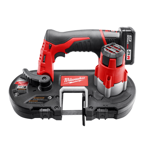 Milwaukee® 2429-21XC Sub-Compact Cordless Band Saw Kit, 1-5/8 in Cutting, 27 in L x 0.5 in W x 0.02 in THK Blade, 12 VDC, 3 Ah Li-Ion Battery