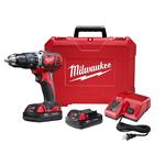 Milwaukee® M18™ 2607-22CT Cordless Hammer Drill/Driver Kit, 1/2 in Metal Single Sleeve Ratcheting Lock Chuck, 18 VDC, 400/1800 rpm No-Load, Li-Ion Battery