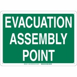 Brady® 139657 Rectangular Evacuation Assembly Point Sign, No Header, 18 in H x 24 in W, White on Green, B-555 Aluminum, Corner Hole/Surface Mount