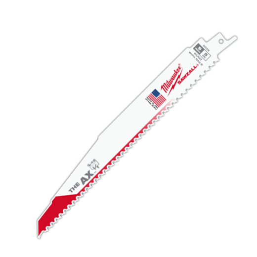 Milwaukee® SAWZALL® AX™ 48-00-5026 Demolition Tapered Back Reciprocating Saw Blade, 9 in L x 1 in W, 5 TPI, Bi-Metal Body, Universal/Toothed Edge Tang