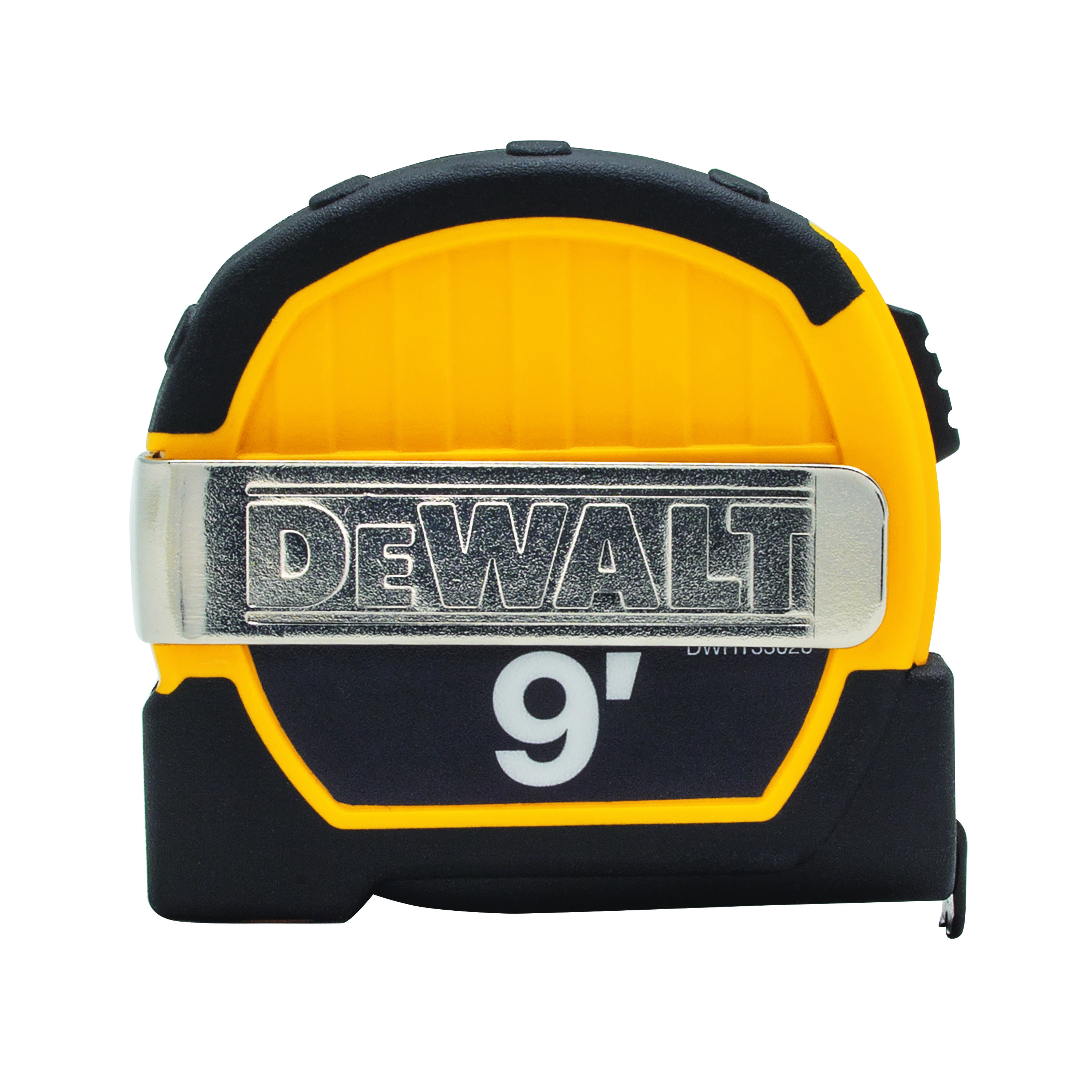 DeWALT® DWHT33028M Magnetic Pocket Measuring Tape With Belt Clip, 9 ft L x 1 in W Blade, Steel, Imperial, 1/32 in First 12 in, 1/16 in Thereafter