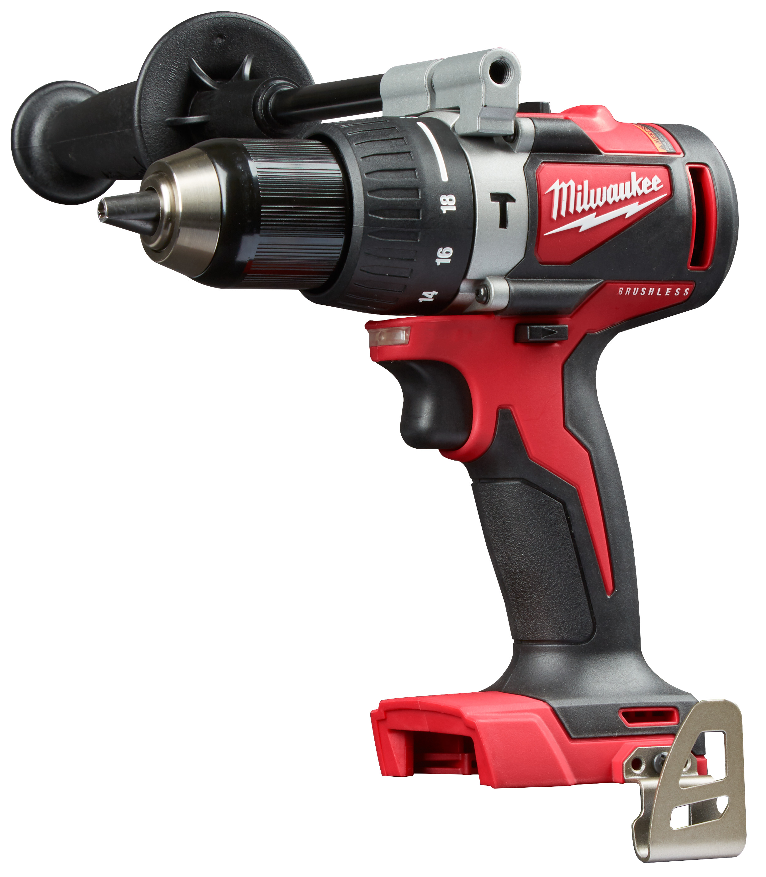 Milwaukee® 2902-20 Brushless Cordless Hammer Drill, 1/2 in Single Sleeve Ratcheting Chuck, 18 VDC, 0 to 550/0 to 1800 rpm No-Load, REDLITHIUM™ Battery