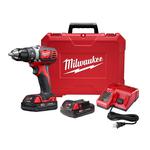 Milwaukee® M18™ 2606-22CT Cordless Drill/Driver Kit, 1/2 in Chuck, 18 VDC, 0 to 400/0 to 1800 rpm No-Load, 7-1/4 in OAL, Li-Ion Battery