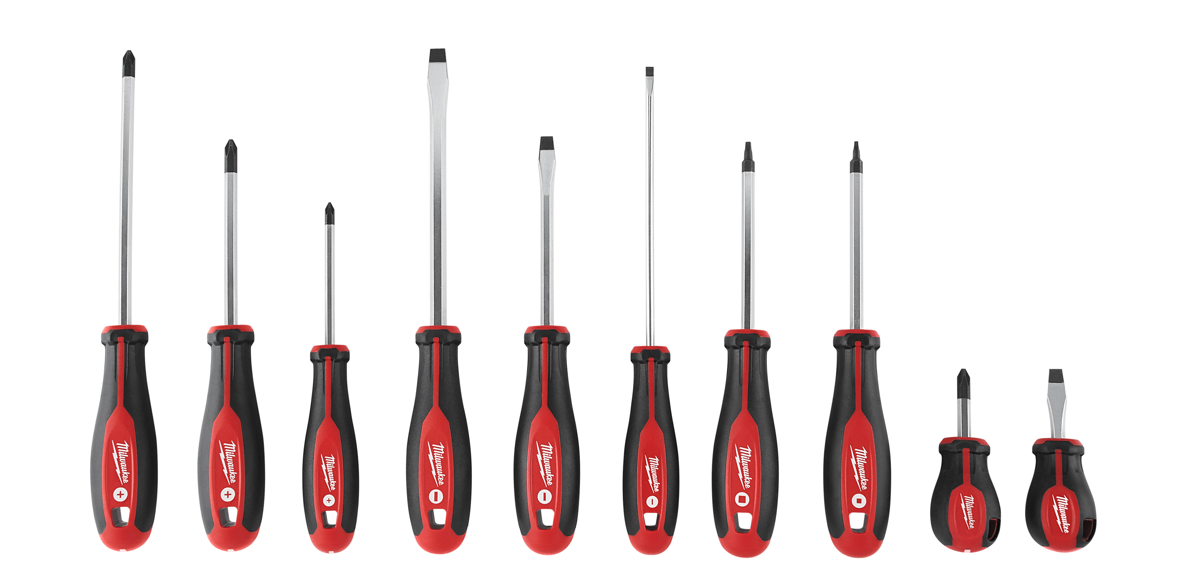 Milwaukee® 48-22-2710 Demolition Screwdriver Set, 10 Pieces, Forged Steel/Plastic/Rubber