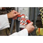 Brady® 65502 Rectangular Lockout Tag, 5-3/4 in H x 3 in W, Black/Red on White, 3/8 in Hole, B-837 Polyester