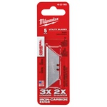 Milwaukee® 48-22-1905 5-Piece General Purpose Utility Blade, Micro Carbide Metal, Sharp Point/Straight Edge, 2-3/8 in L x 3/4 in W Blade, Compatible With: Milwaukee® Most Standard Utility Knives, 0.025 in THK