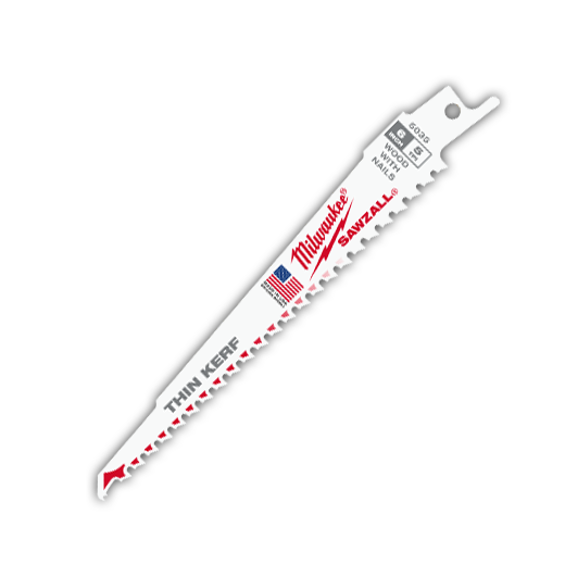 Milwaukee® SAWZALL® 48-00-5035 Heavy Duty High Performance Tapered Back Reciprocating Saw Blade, 6 in L x 3/4 in W, 5 TPI, Bi-Metal Body, Universal/Toothed Edge Tang