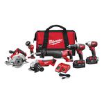 Milwaukee® M18™ 2696-26 2-Tool Cordless Combination Kit, Tools: Angle Grinder/Circular Saw/Hammer Drill/Impact Driver/Reciprocating Saw, 18 VDC, 3 Ah Lithium-Ion, Keyless Blade