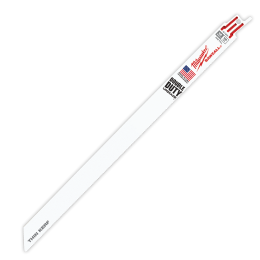 Milwaukee® SAWZALL® 48-01-6189 Double Duty Thin Kerf Reciprocating Saw Blade, 12 in L x 3/4 in W, 18 TPI, Bi-Metal Body, Universal/Toothed Edge Tang