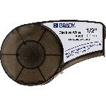 Brady® M21-500-595-WT BPM®21 Label Marker Cartridge, 21 ft L x 1/2 in W, For Use With BMP® 21 PLUS Portable Label Printers, IDPAL™ and LABPAL™ Handheld Label Maker, B-595 Vinyl, Black on White