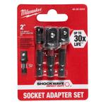 Milwaukee® SHOCKWAVE™ 48-32-5033 3-Piece Hex Shank Socket Adapter Set, 1/4 in Male Drive, 1/4 in Female Drive, Steel