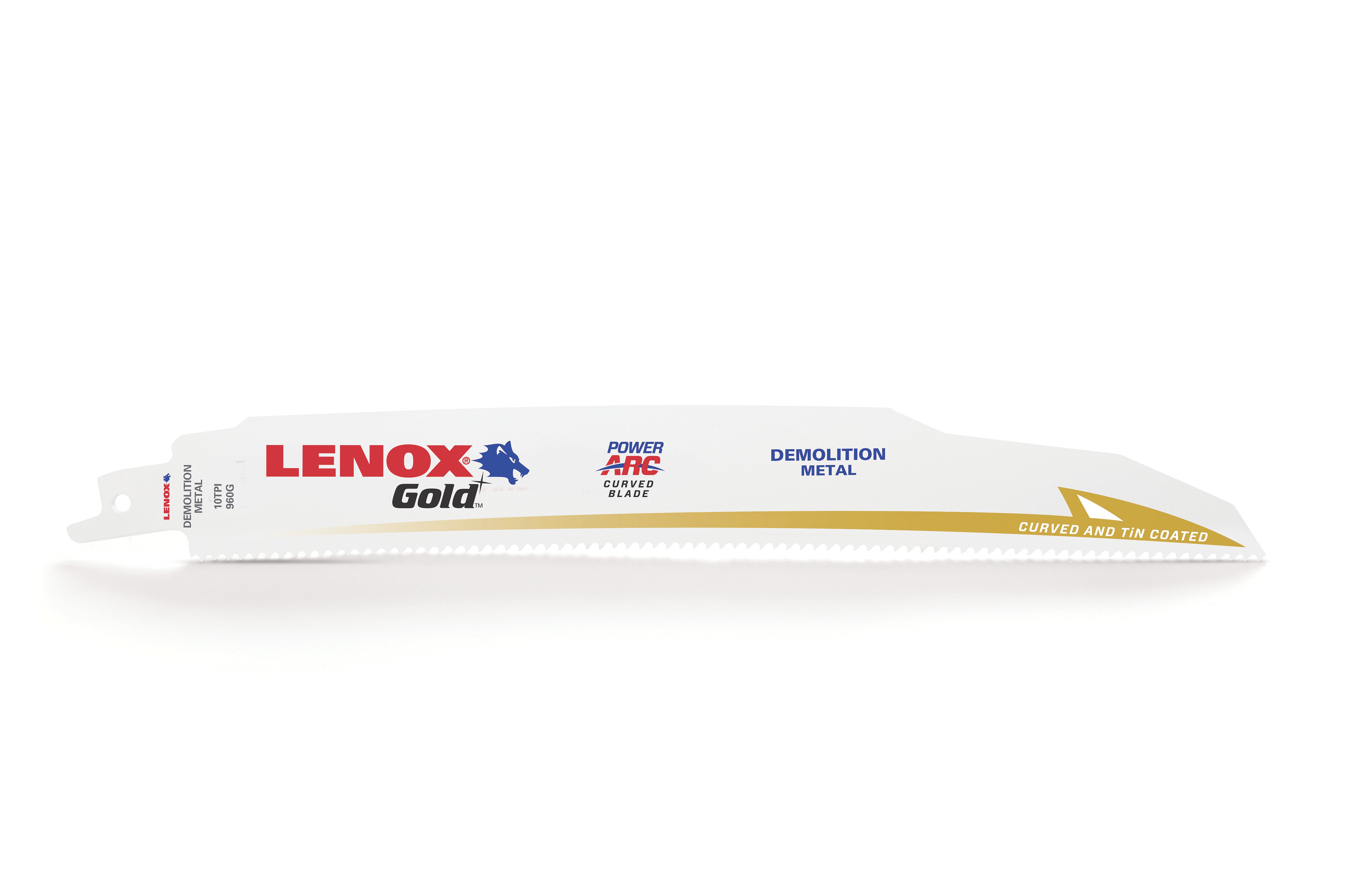 Lenox® Gold® 21089960GR Demolition Reciprocating Saw Blade, 9 in L x 1 in W, 10 TPI, Bi-Metal Body, U-Shank Tang