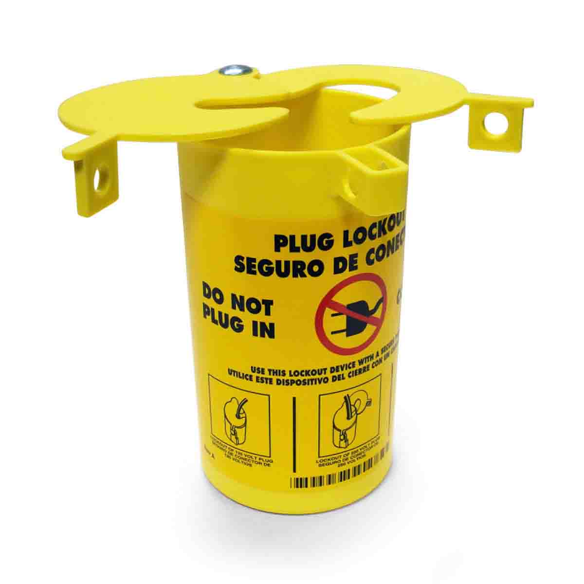 Brady® PLO23 Encasing Electrical Risk Plug Lockout Device, For Use With Small, Medium and Large Diameter Cord Up to 1-1/4 in, 0.37 in Dia Max Padlock Shackle, LOTO-28 Thermoplastic Elastomer, Yellow